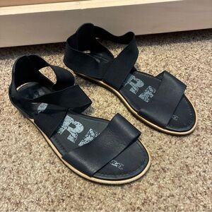 Black Sorel Ella Elastic Strap Slide Sandals size 7